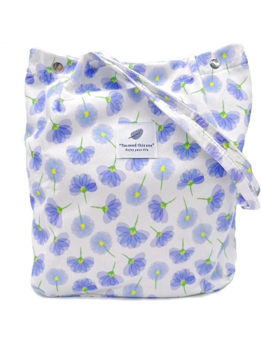 Women's Purple Flowers Shoulder Bag Buckets Totes Handbag Big Capacity For Work
